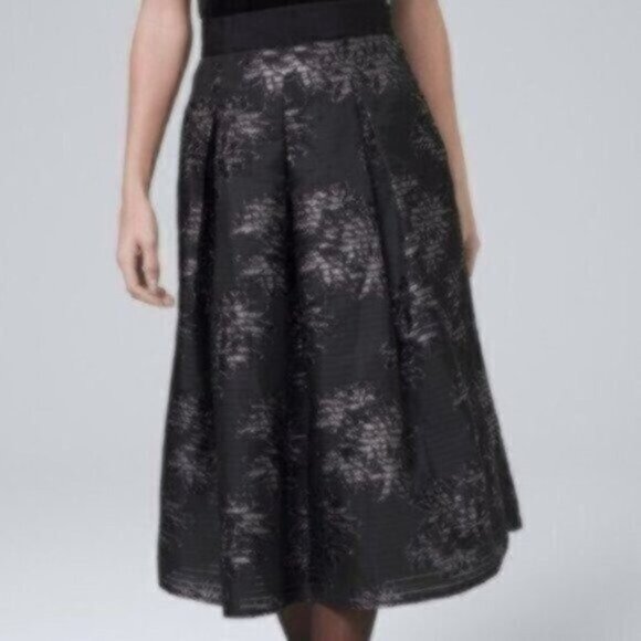 NWOT White House Black Market Metallic Shadow Stripe Full Skirt - Picture 5 of 6